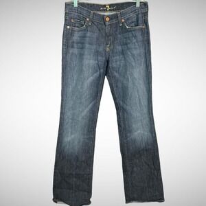7 For All Mankind Jeans Womens 28 Solid Blue Denim Boot Cut Pre Owned